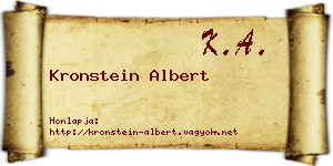 Kronstein Albert névjegykártya